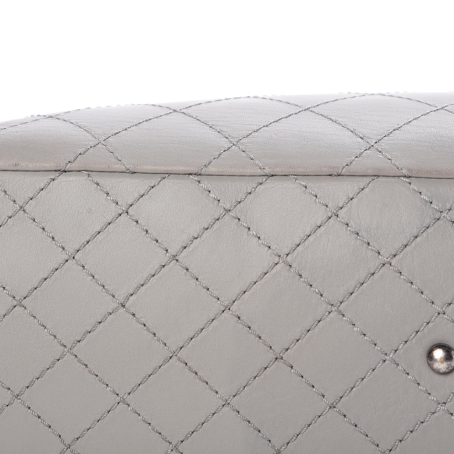 Chanel Calfskin Stitched Medium Shopping Tote Grey 13 of 16