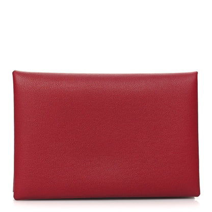 Hermes Evercolor Verso Calvi Card Case Rouge Grenat Glycine 1 of 11