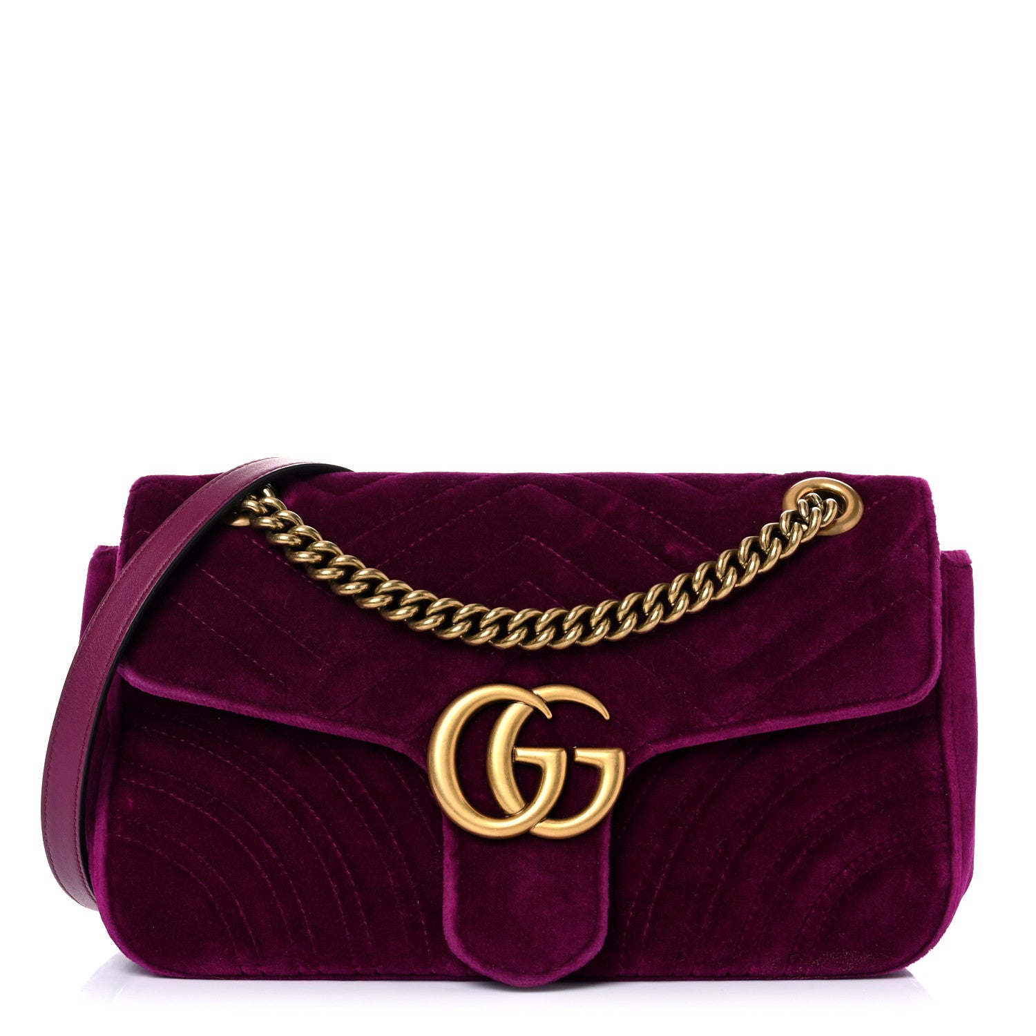Gucci Velvet Matelasse Small GG Marmont Shoulder Bag Fuchsia Violet Cyclamen 1 of 22