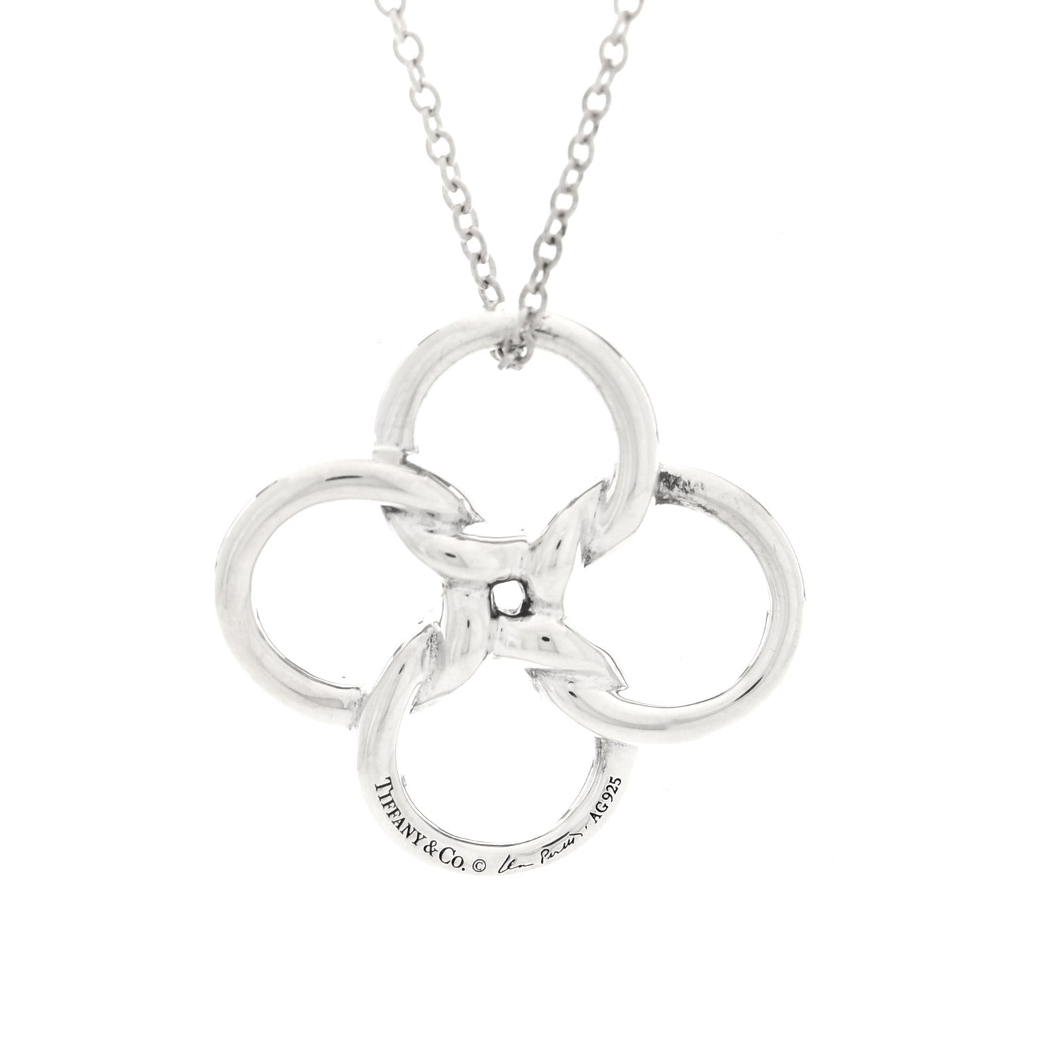 Tiffany Sterling Silver Elsa Peretti Quadrifoglio Pendant Necklace 4 of 4