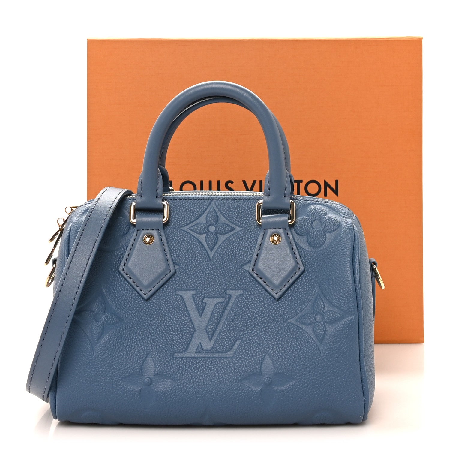 Louis Vuitton Metallic Empreinte Monogram Giant Speedy Bandouliere 20 Navy Nacre 10 of 10