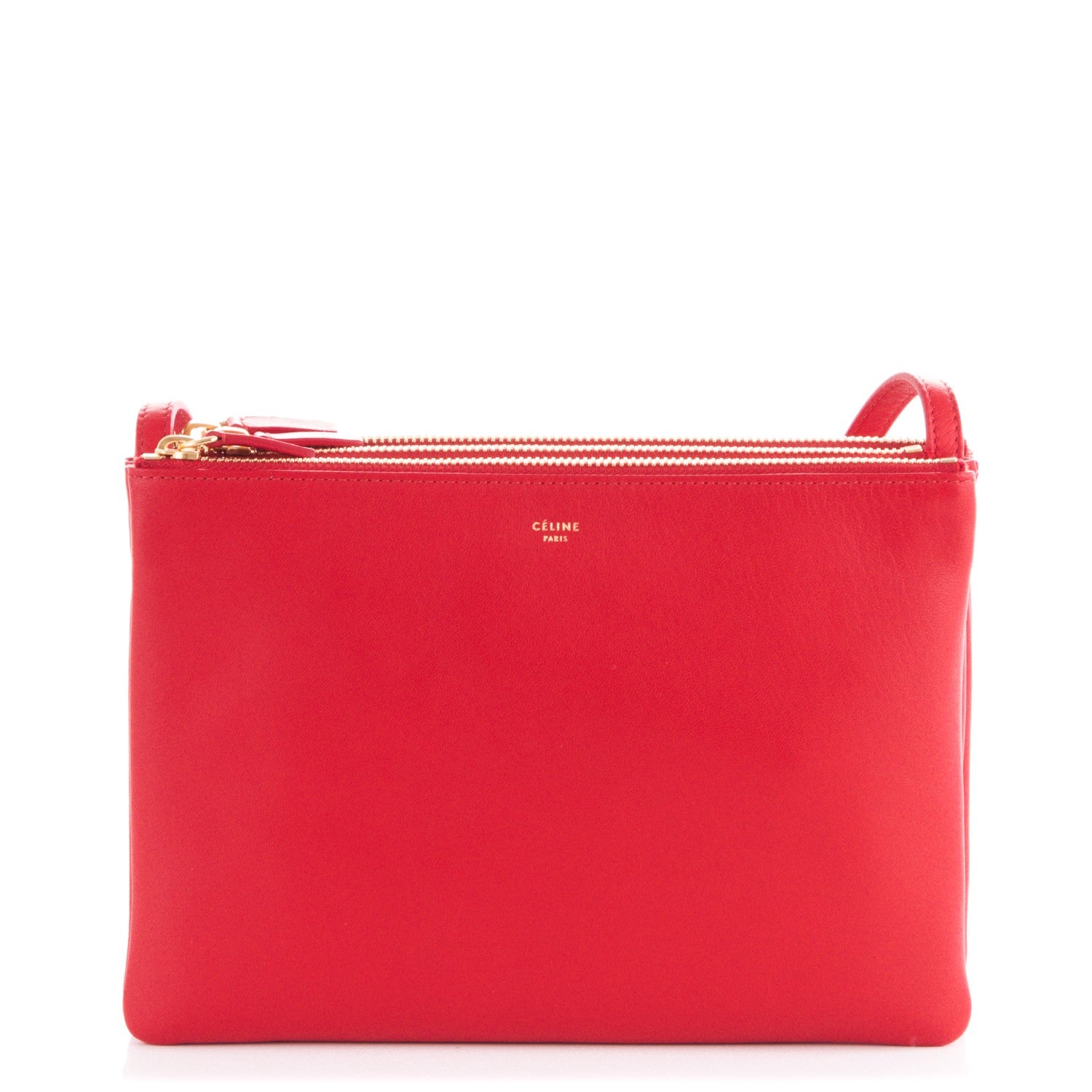 Celine Lambskin Large Trio Crossbody Bag Red 1 of 6