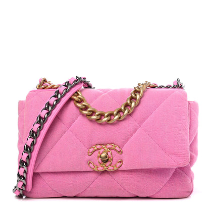 Chanel Denim Quilted Medium Chanel 19 Flap Neon Pink 1 of 4