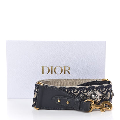 Christian Dior Oblique Studded Shoulder Strap Blue 3 of 3