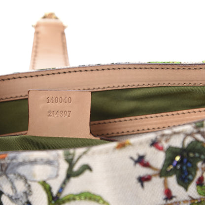 Gucci Canvas Beaded Floral Flora Small Jackie O Hobo White 9 of 11