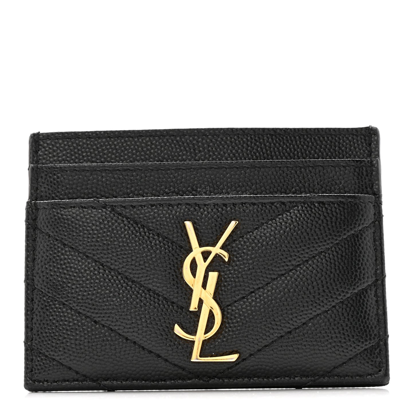 Grain De Poudre Matelasse Chevron Monogram Credit Card Case Black