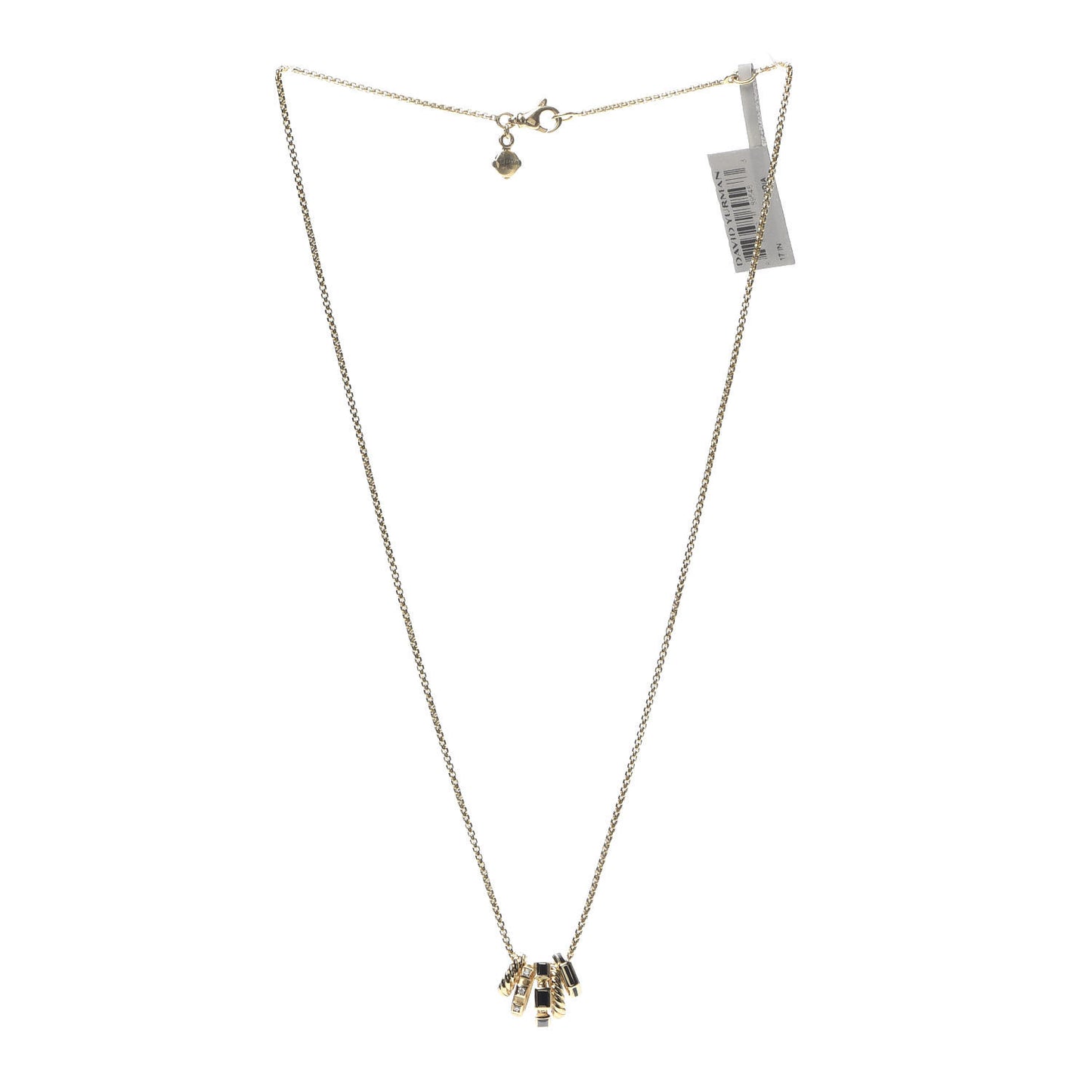 18K Yellow Gold Diamond Black Spinel Enamel Stax Pendant Necklace