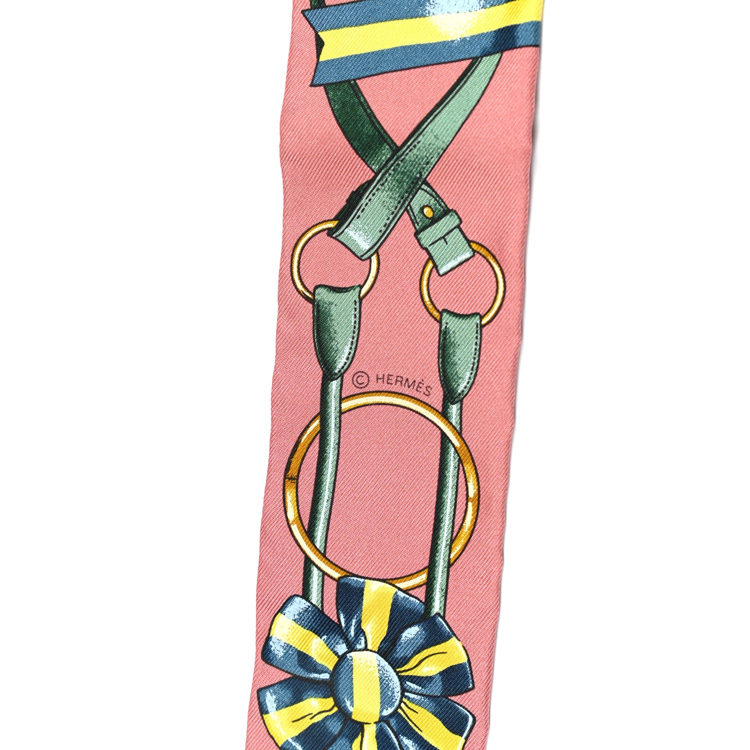 Hermes Silk Jumping Twilly Vieux Rose Petrole 3 of 4
