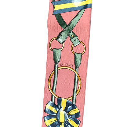 Hermes Silk Jumping Twilly Vieux Rose Petrole 3 of 4