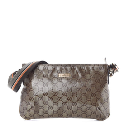 Gucci Crystal Monogram Web Small Flat Messenger Crossbody Bronze 1 of 13