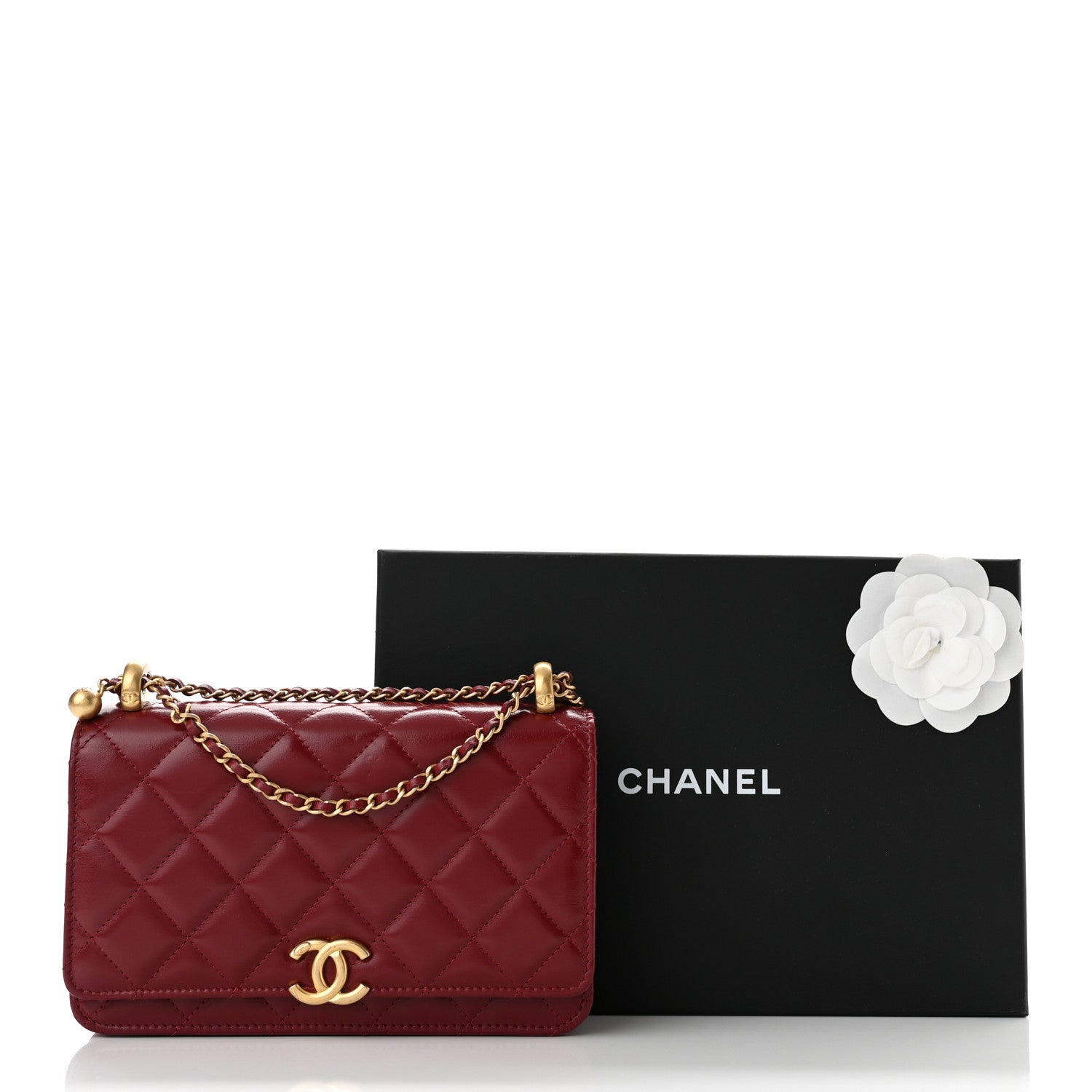 Chanel Calfskin Quilted Perfect Fit Wallet On Chain WOC Burgundy 11 of 11