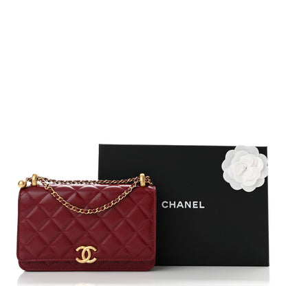 Chanel Calfskin Quilted Perfect Fit Wallet On Chain WOC Burgundy 11 of 11