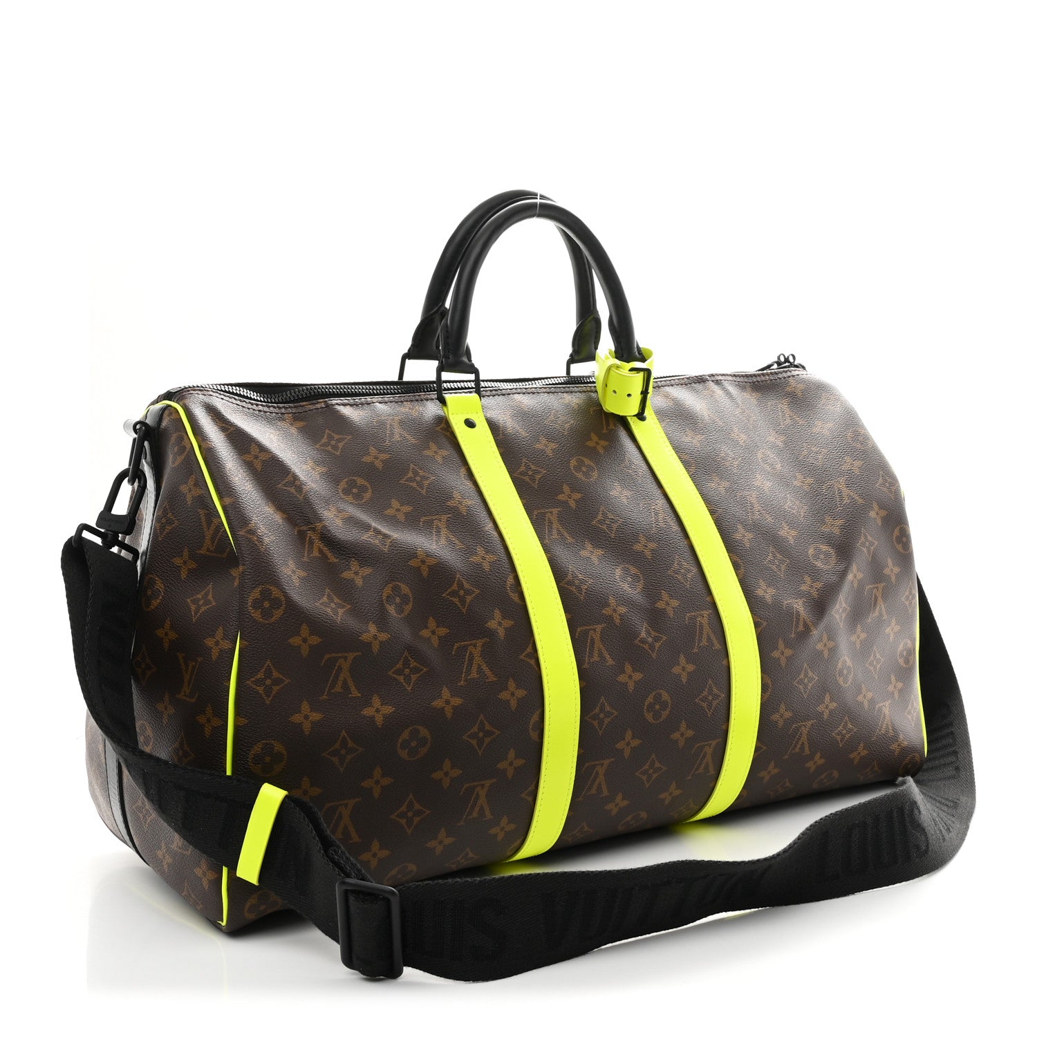 Louis Vuitton Monogram Macassar Keepall Bandouliere 50 Florescent Yellow 2 of 8