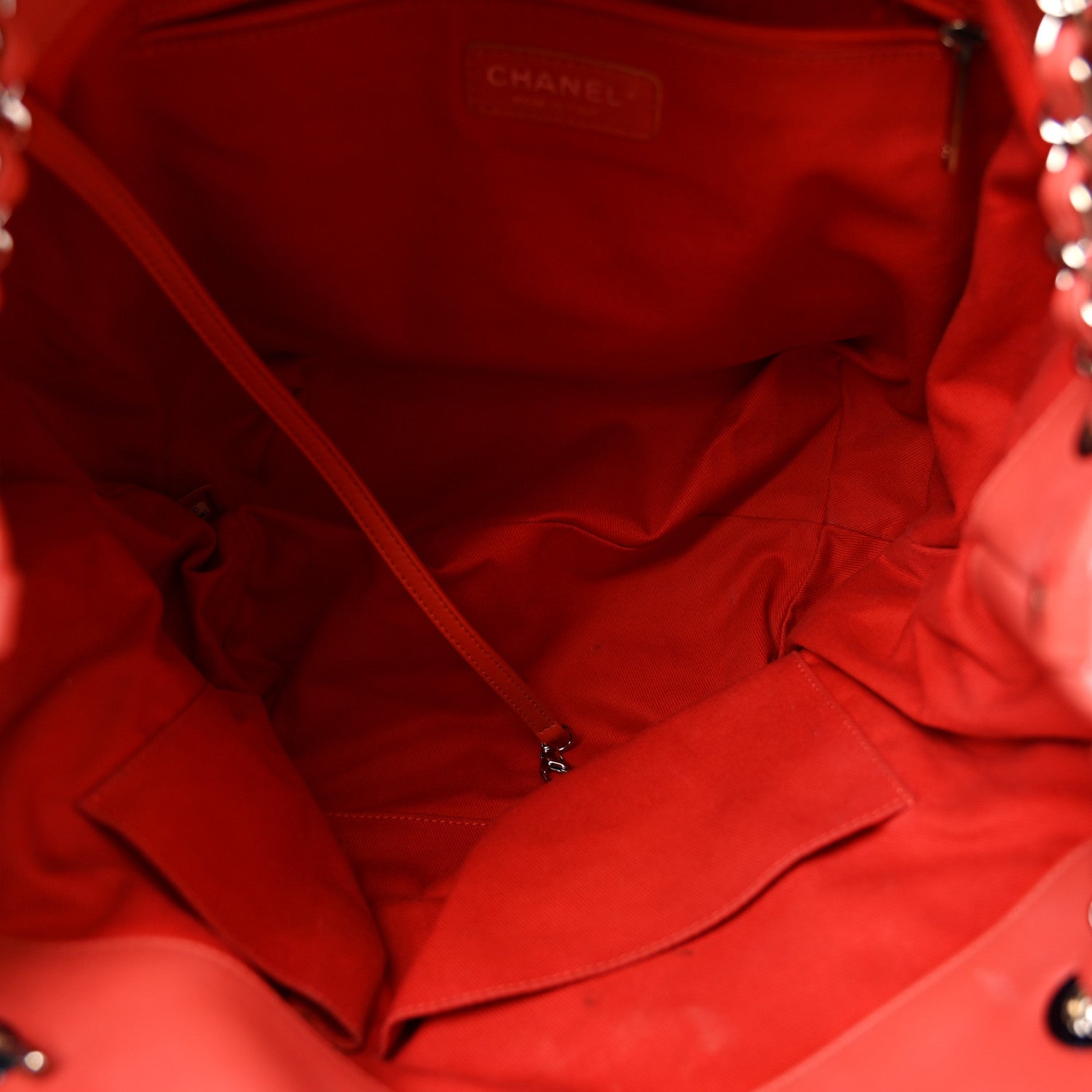 Chanel Calfskin Perforated Up In The Air North South Tote Red 5 of 11