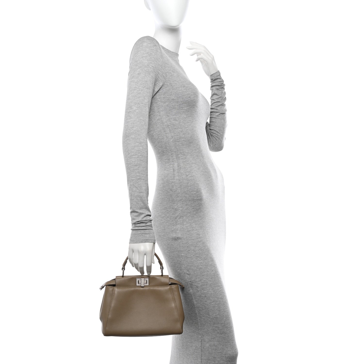 Fendi Nappa Mini Peekaboo Iconic Satchel Tortora 2 of 11