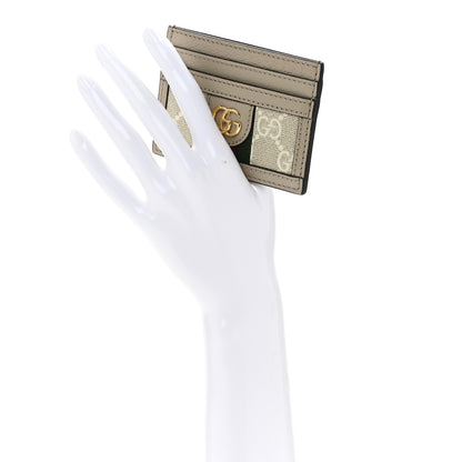 Gucci GG Supreme Monogram Textured Dollar Calfskin Web Ophidia Card Holder Beige Mystic White Oatmeal 2 of 8