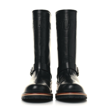 Christian Dior Calfskin Embossed Dior Quest 35mm Biker Boots 37.5 Black 2 of 8