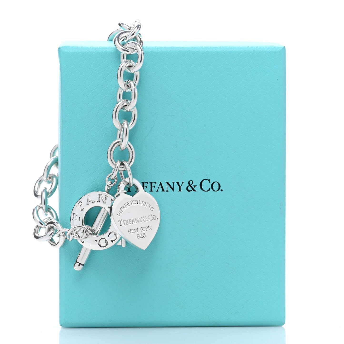 Sterling Silver Return to Tiffany Heart Tag Key Charm Bracelet