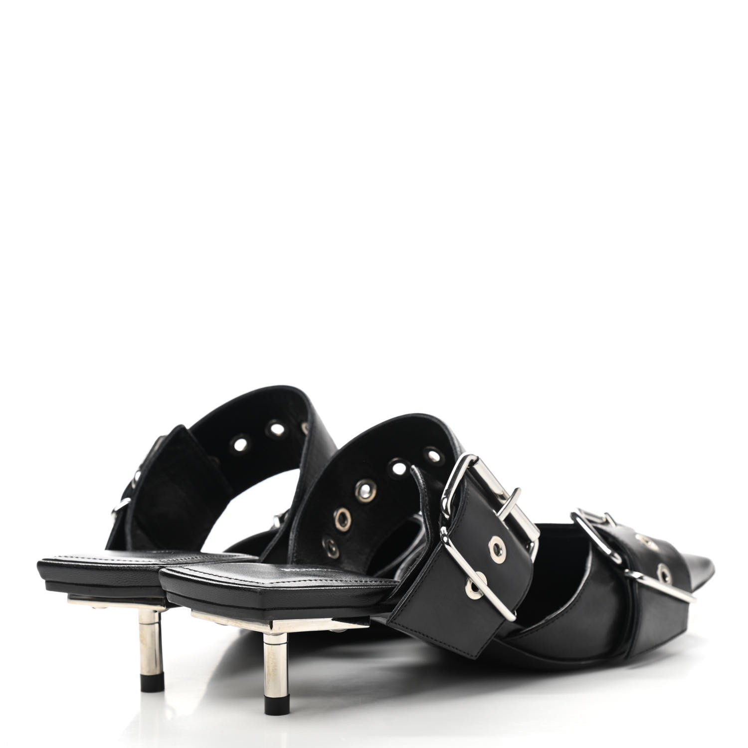 Balenciaga Shiny Kidskin Belt 40mm Mules 37 Black 4 of 9