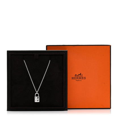 Hermes 18K White Gold Diamond Amulettes Cadenas Pendant Necklace 6 of 6