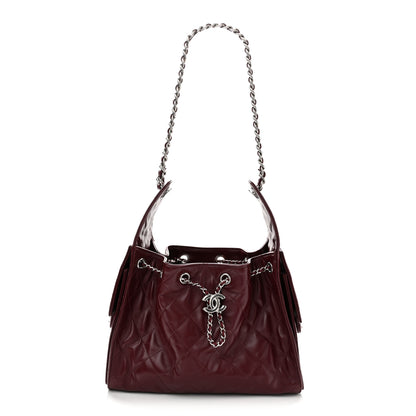 Chanel Shiny Calfskin Quilted Small Chanel 25 Handbag Burgundy 1 of 11
