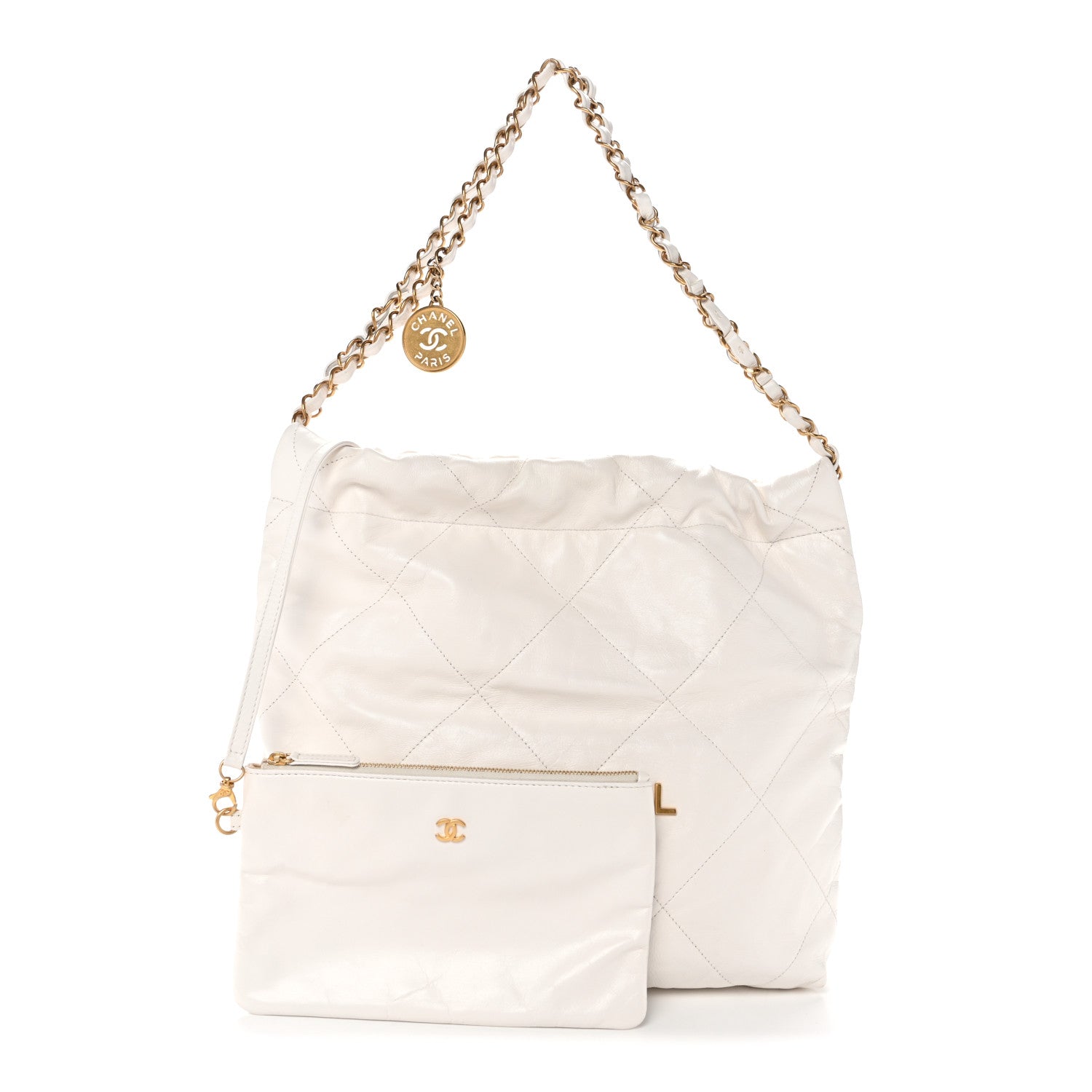 Chanel Shiny Calfskin Quilted Small Chanel 22 White 3 of 11