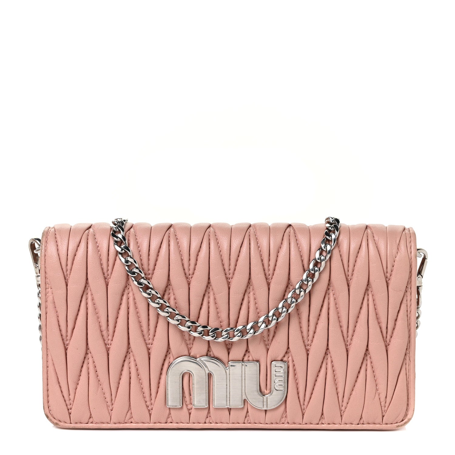 Miu Miu Nappa Matelasse Wallet On Chain Orchidea 1 of 10