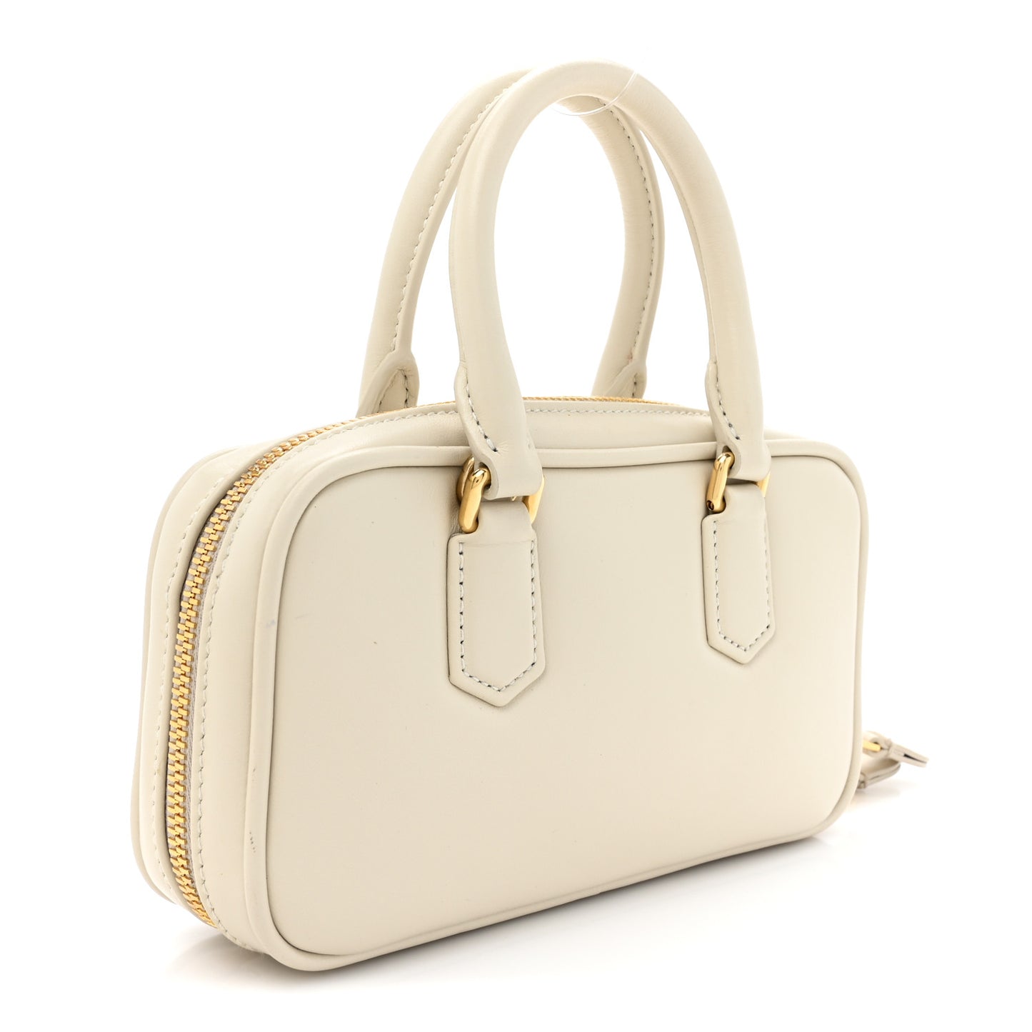 Calfskin Mini Arcadie Top Handle Bag Chalk White