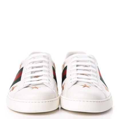 Gucci Calfskin Ayers Web Bee Star Embroidered Mens Ace Sneakers 9.5 White Green 2 of 10