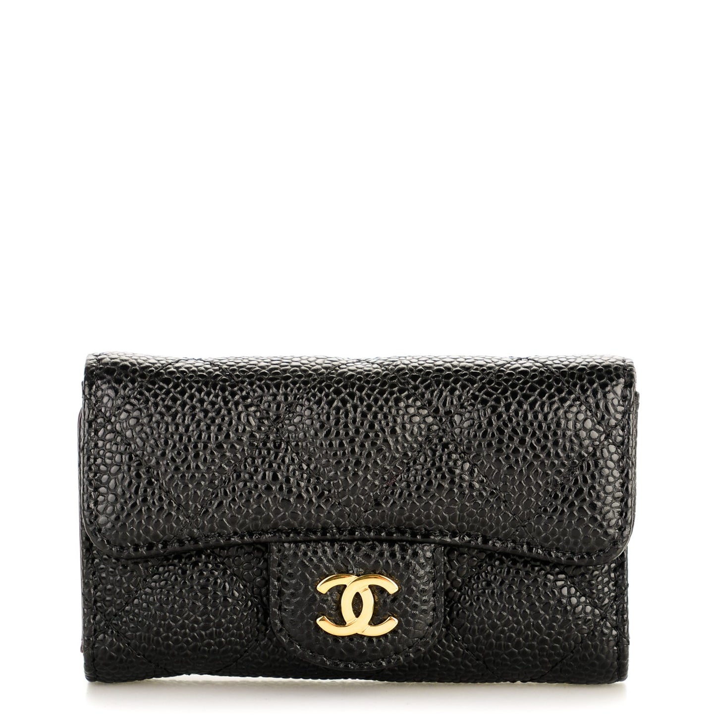 Caviar Quilted 6 Key Holder Black
