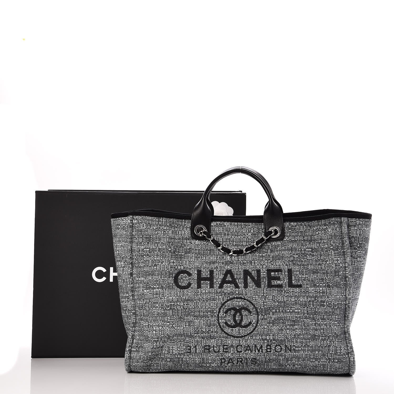 Chanel Canvas Large Deauville Tote Charcoal 8 of 8