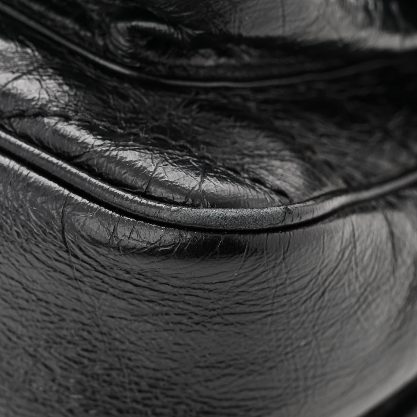 Crinkled Calfskin Matelasse Monogram Medium Niki Chain Satchel Black