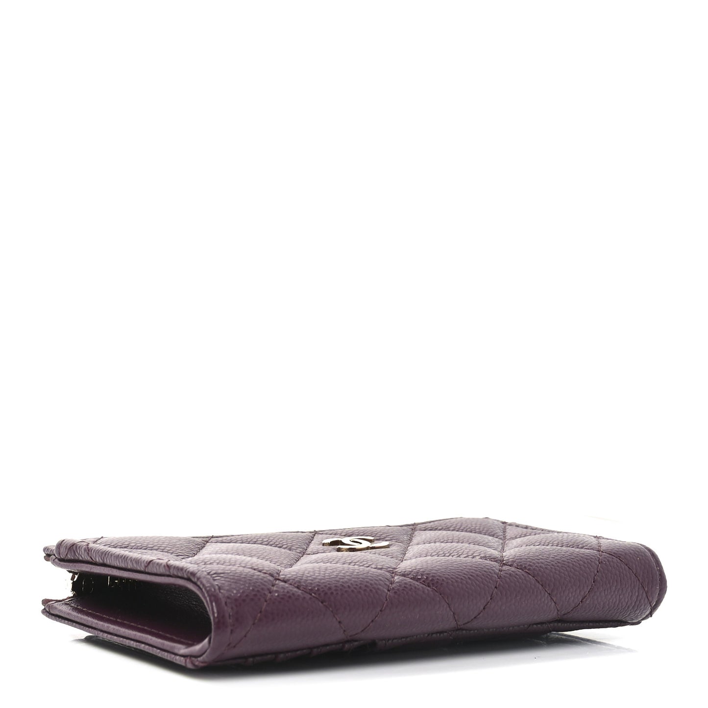 Caviar Quilted CC Zip Around Card Holder Burgundy