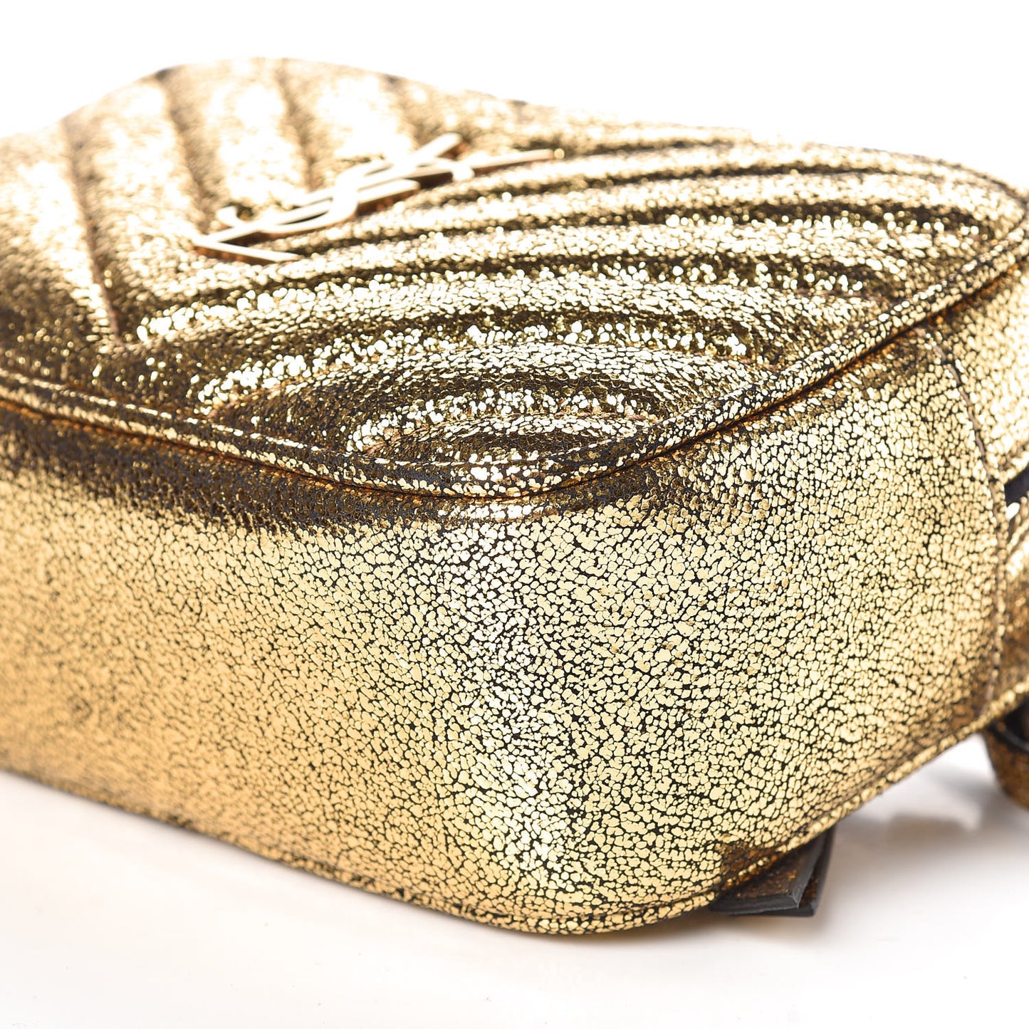 Crinkled Metallic Calfskin Matelasse Monogram Lou Belt Bag Gold