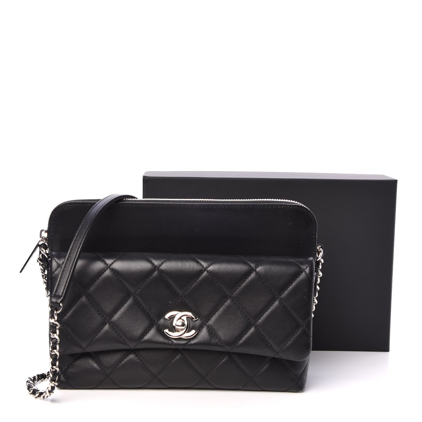 Calfskin Quilted Crossbody Bag Black