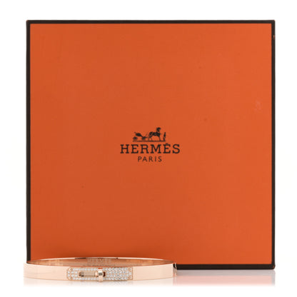 Hermes 18K Rose Gold Diamond PM Kelly Pave Bracelet LG 4 of 4