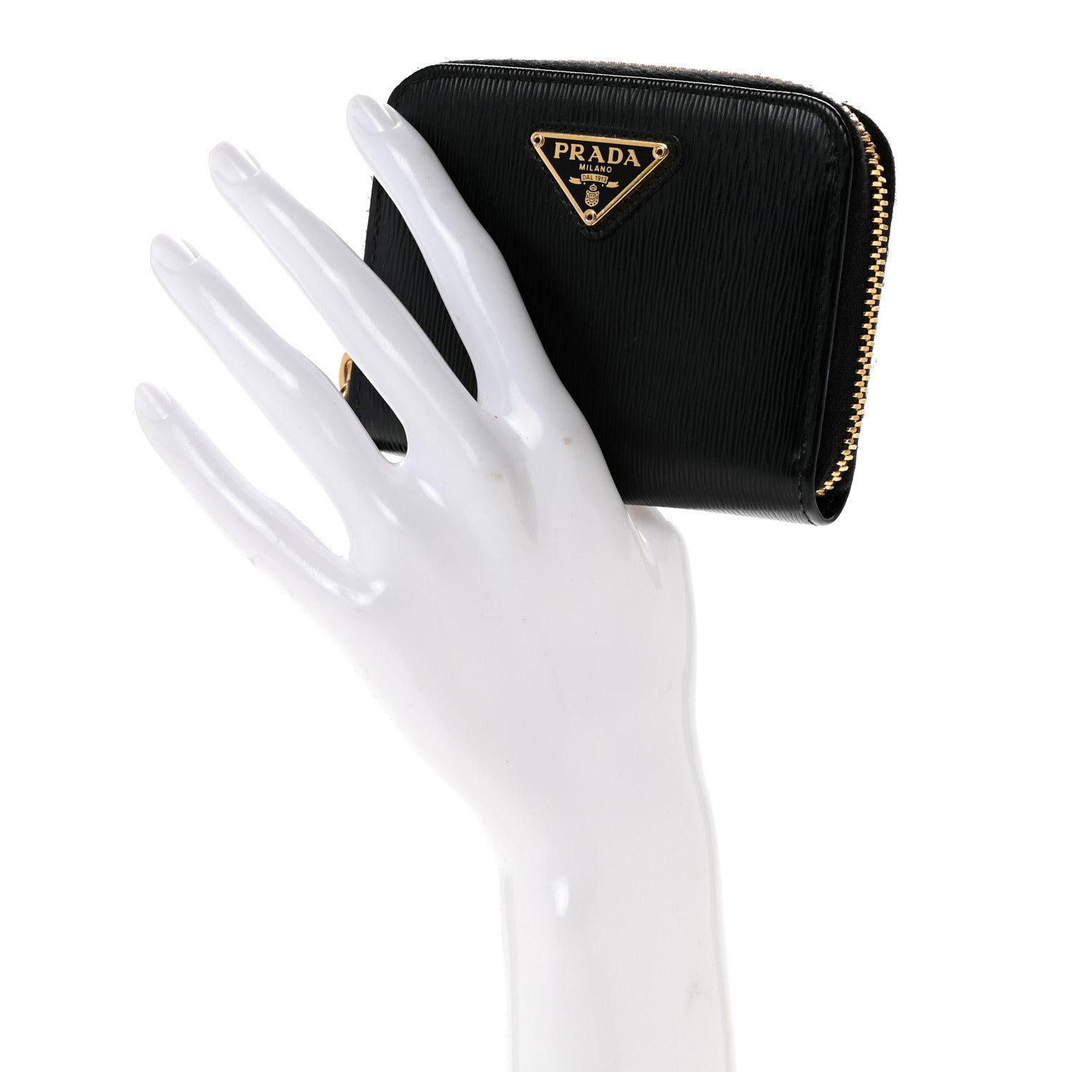 Prada Vitello Move Triangle Logo Zip Coin Purse Black 2 of 9