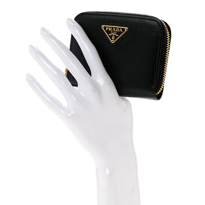 Prada Vitello Move Triangle Logo Zip Coin Purse Black 2 of 9