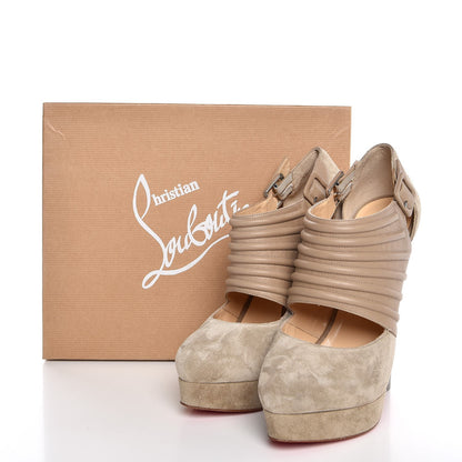 Christian Louboutin Suede Calfskin Bye Bye 160 Cutout Ankle Booties 40 Beige 8 of 8