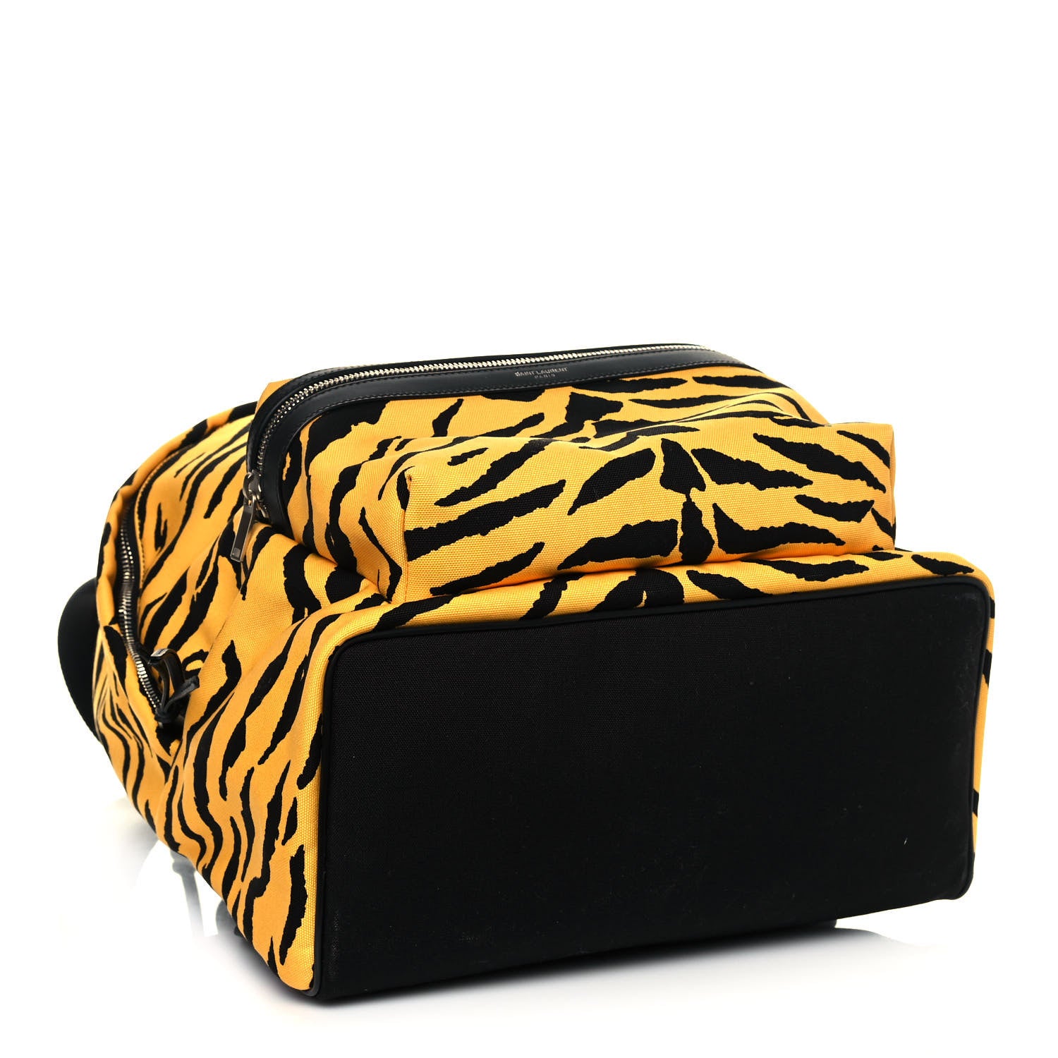 Saint Laurent Canvas Zebra Print City Backpack Yellow Black 4 of 13