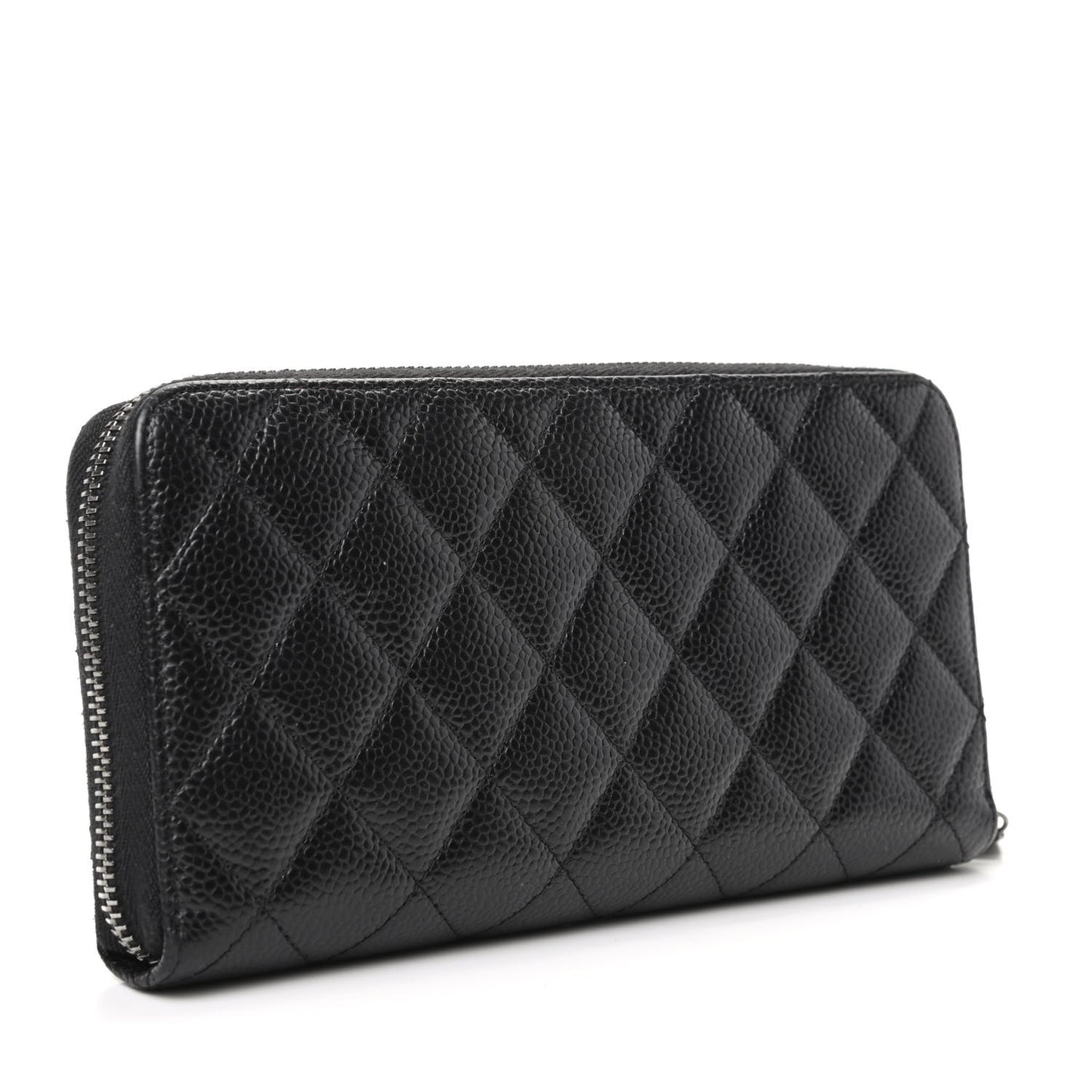 Caviar Quilted Large Gusset Zip Around Wallet Black