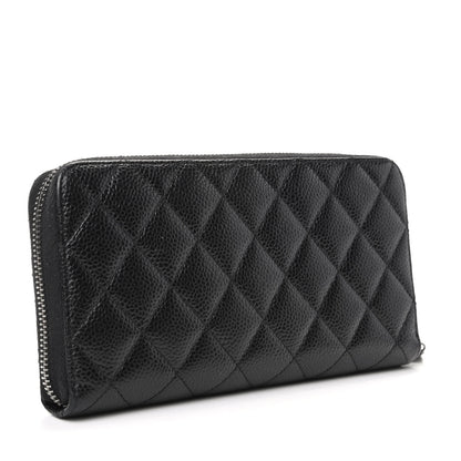 Chanel Caviar Quilted Large Gusset Zip Around Wallet Black 3 of 9