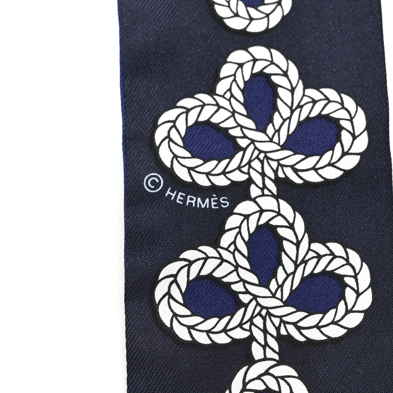 Hermes Silk Galons Et Brandebourg Twilly Indigo Rouge Vif Marine 3 of 4