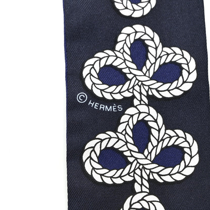 Hermes Silk Galons Et Brandebourg Twilly Indigo Rouge Vif Marine 3 of 4