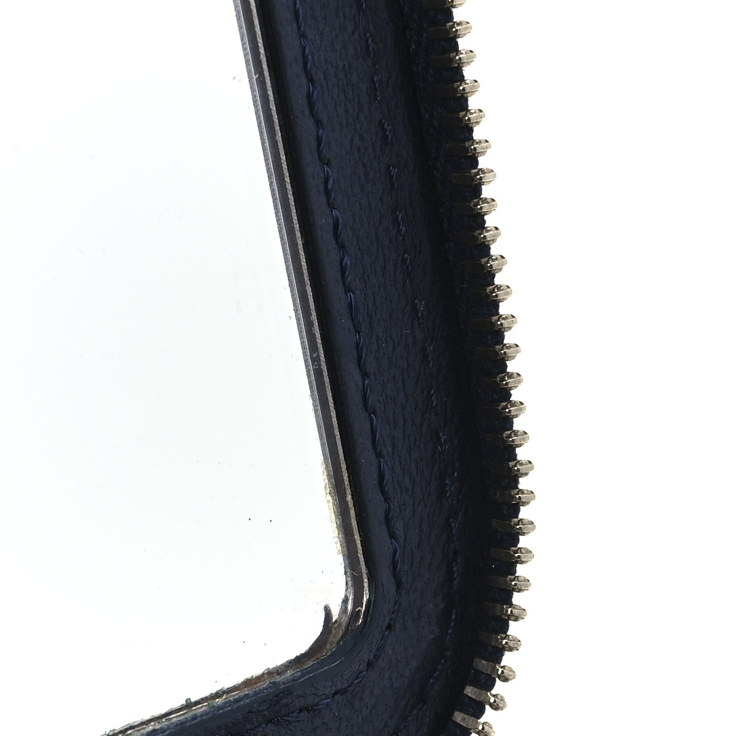 Lambskin Quilted Small Charming Top Handle Vanity Case With Chain Navy Blue
