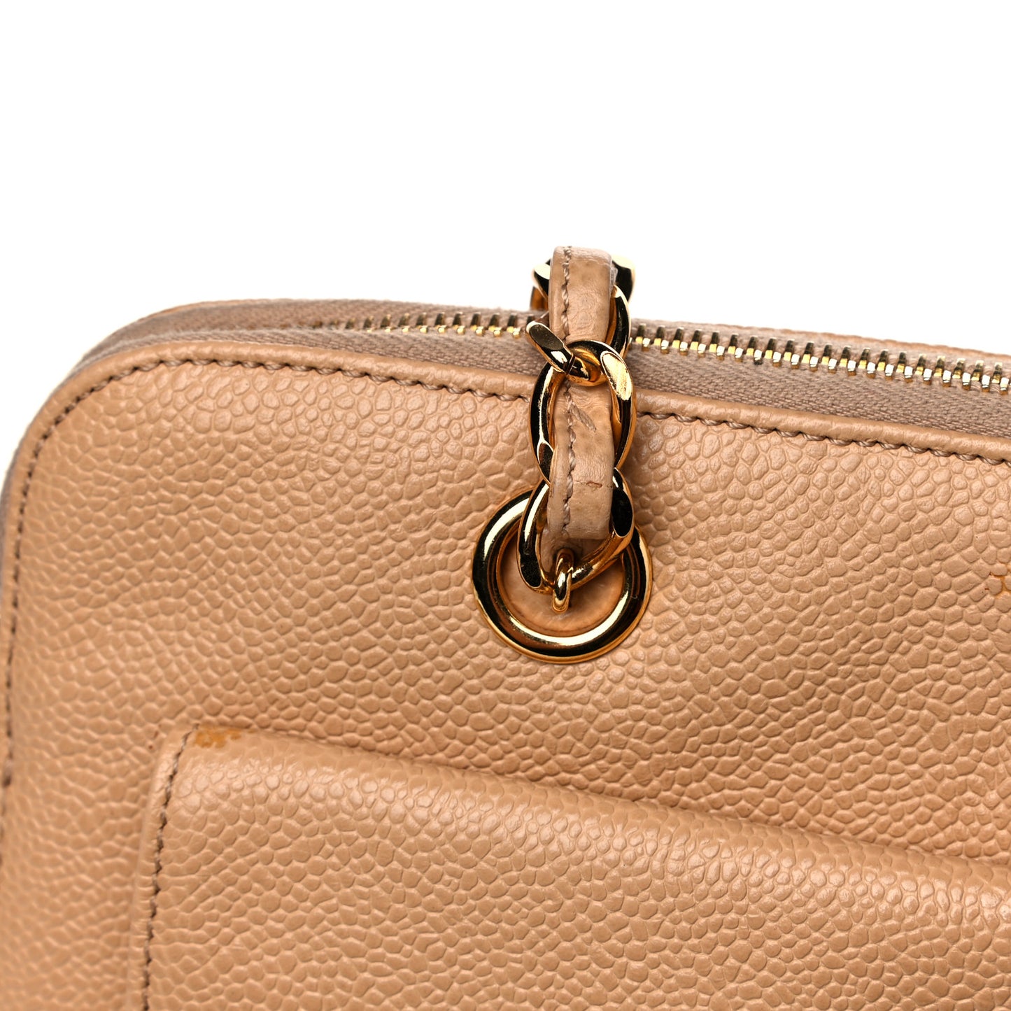 Caviar Flap Shoulder Bag Beige