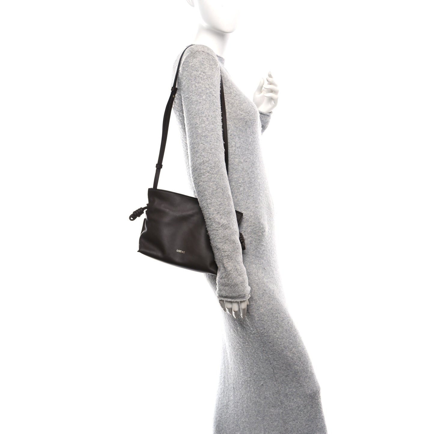 Calfskin Mini Flamenco Knot Clutch Chocolate