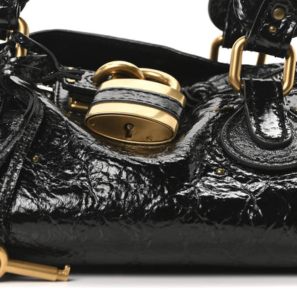 Chloe Crinkled Patent Medium Paddington Satchel Black 8 of 10