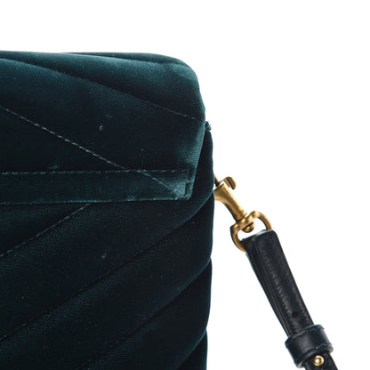 Saint Laurent Velvet Y Quilted Monogram Toy Loulou Chain Satchel Dark Ottanio 17 of 18