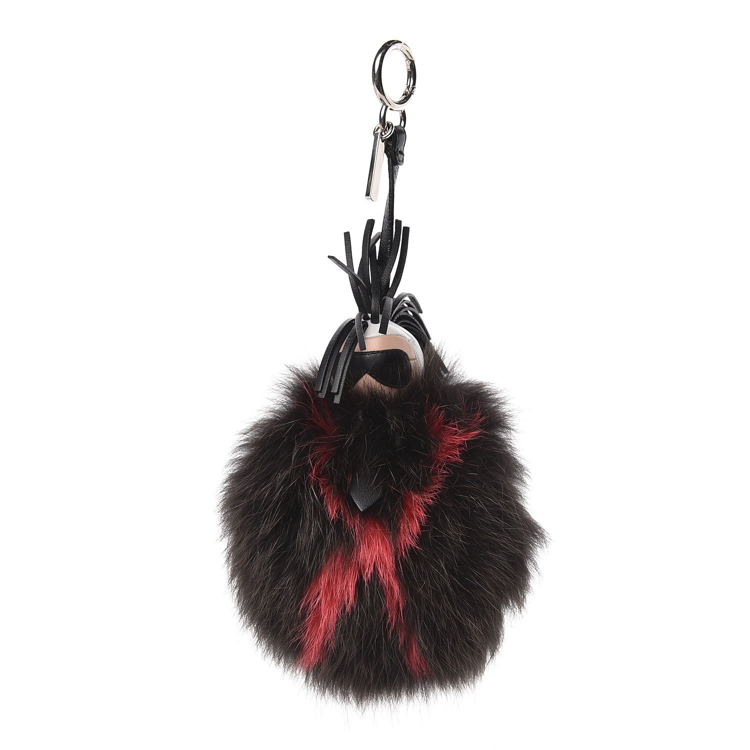 Fendi Fox Fur Shiny Nappa Bi-Color Super Karlito Pom Pom Bag Charm Moro Rosso Chiaro 1 of 4
